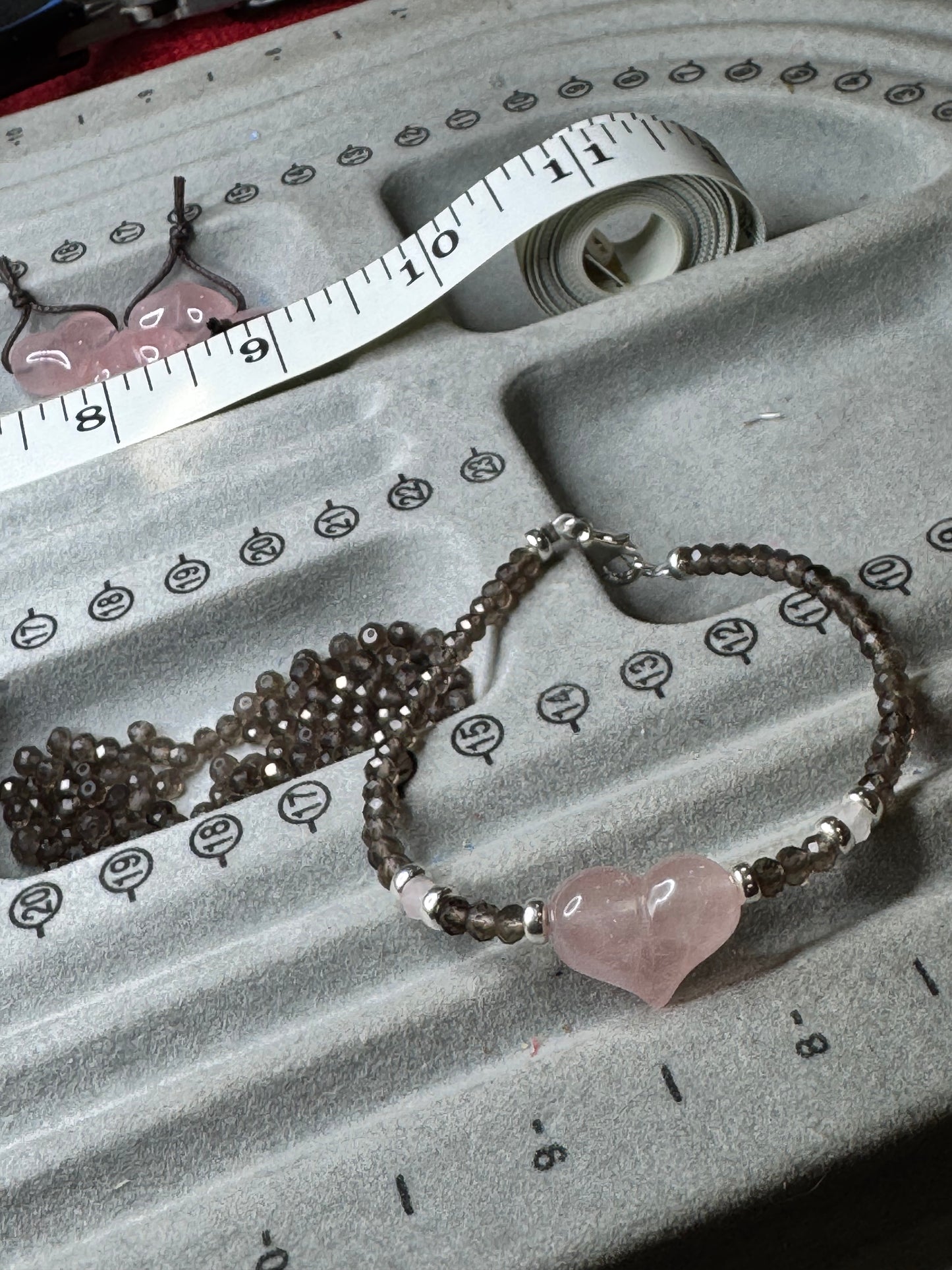 Grounded Heart Bracelet – Rose Quartz & Smoky Quartz in Sterling Silver