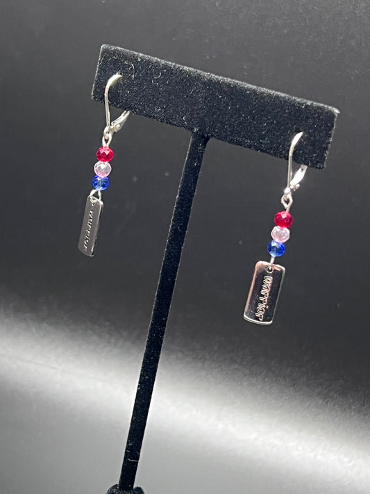 Warrior tag earrings sterling silver /w crystal beads