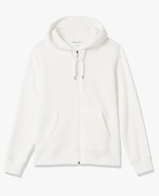 White Customized Zip Front Hoodie