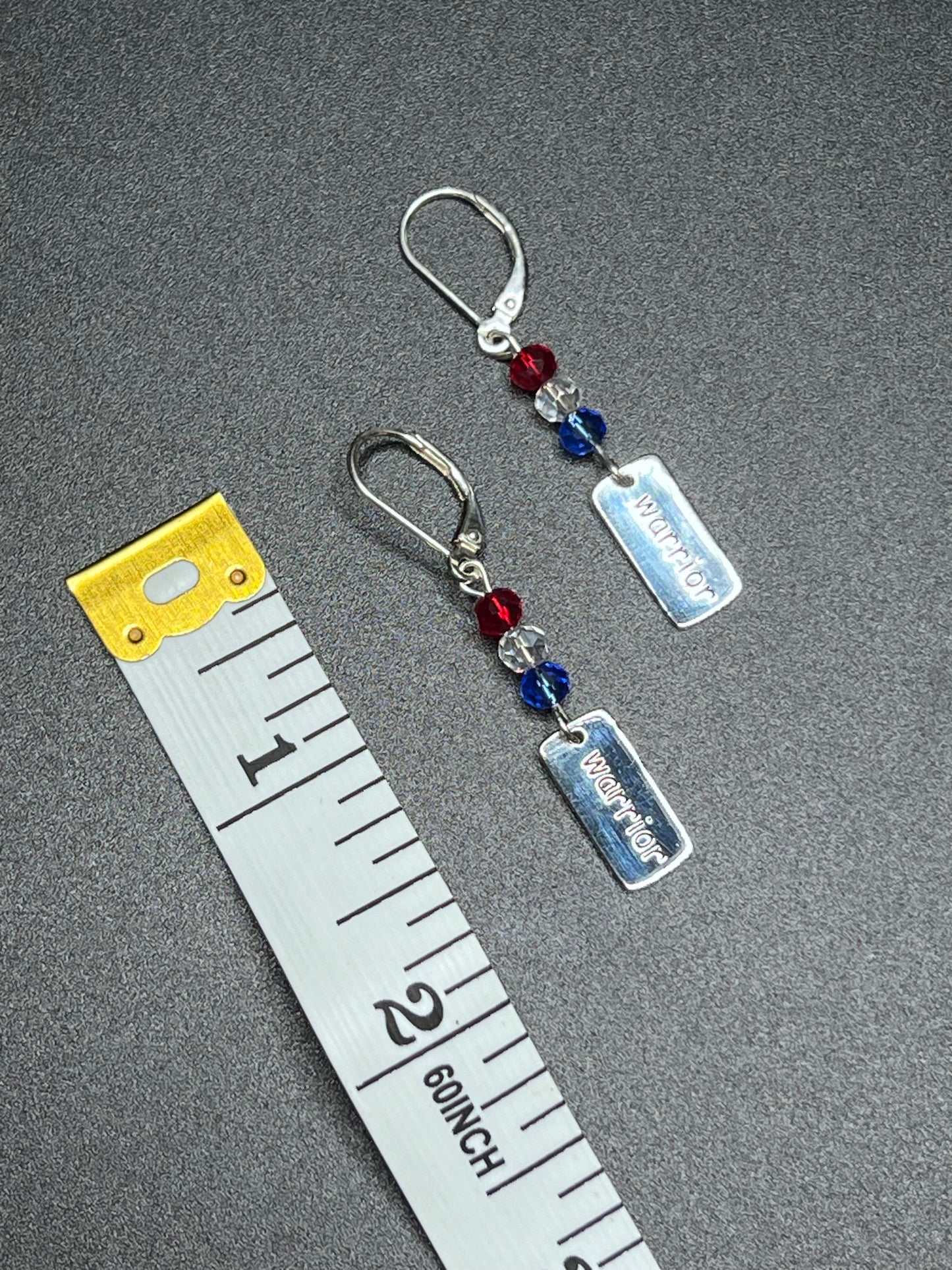 Warrior tag earrings sterling silver /w crystal beads