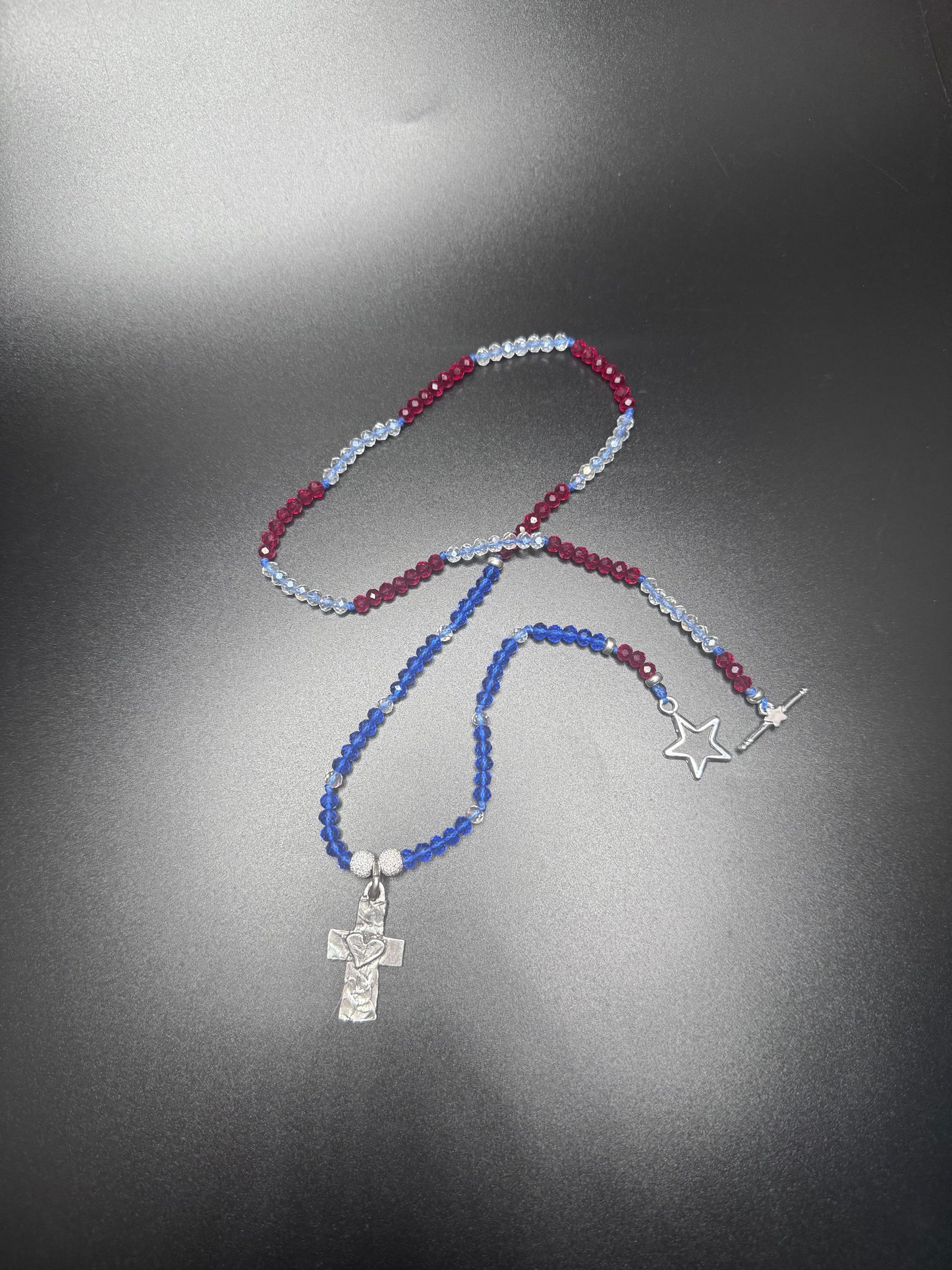 God & Country 22” sterling silver & crystal necklace