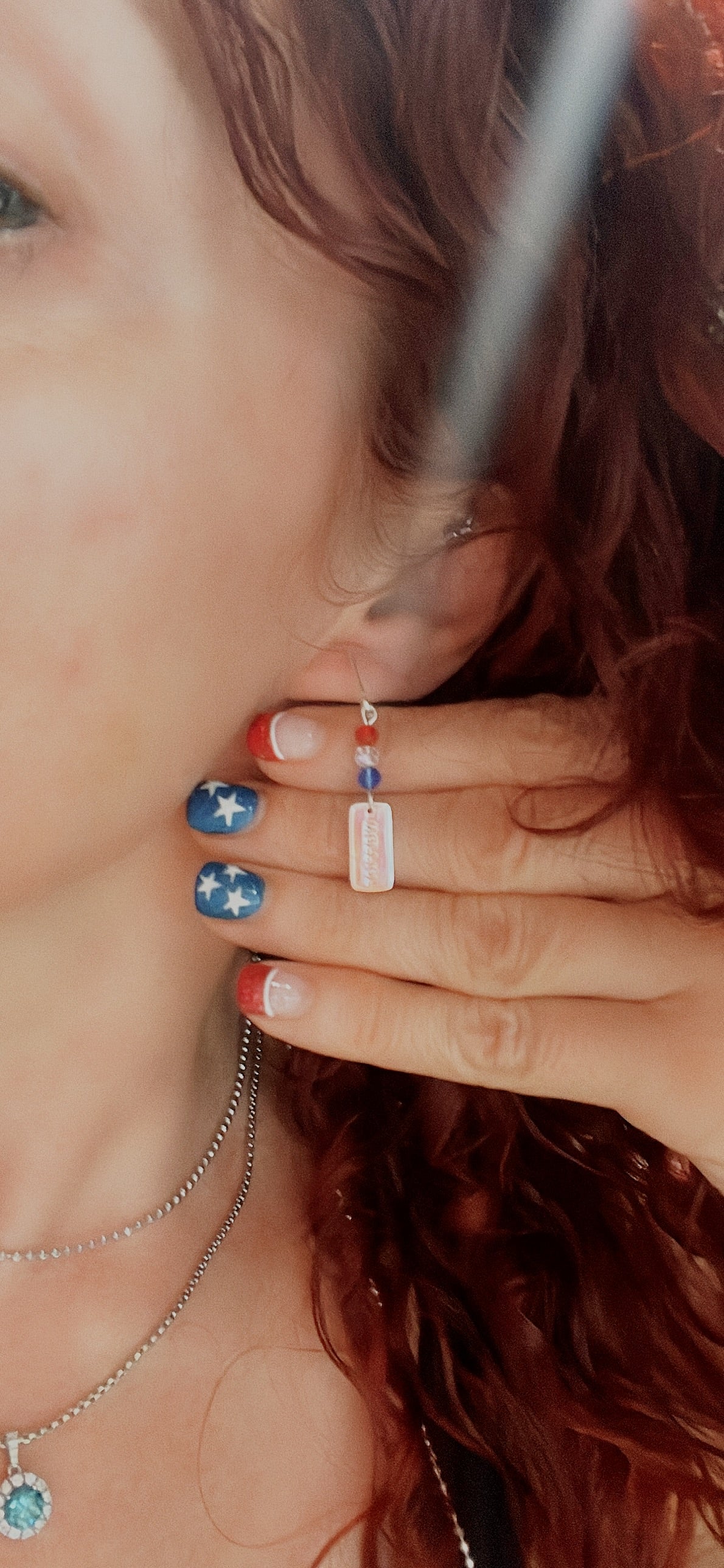 Warrior tag earrings sterling silver /w crystal beads