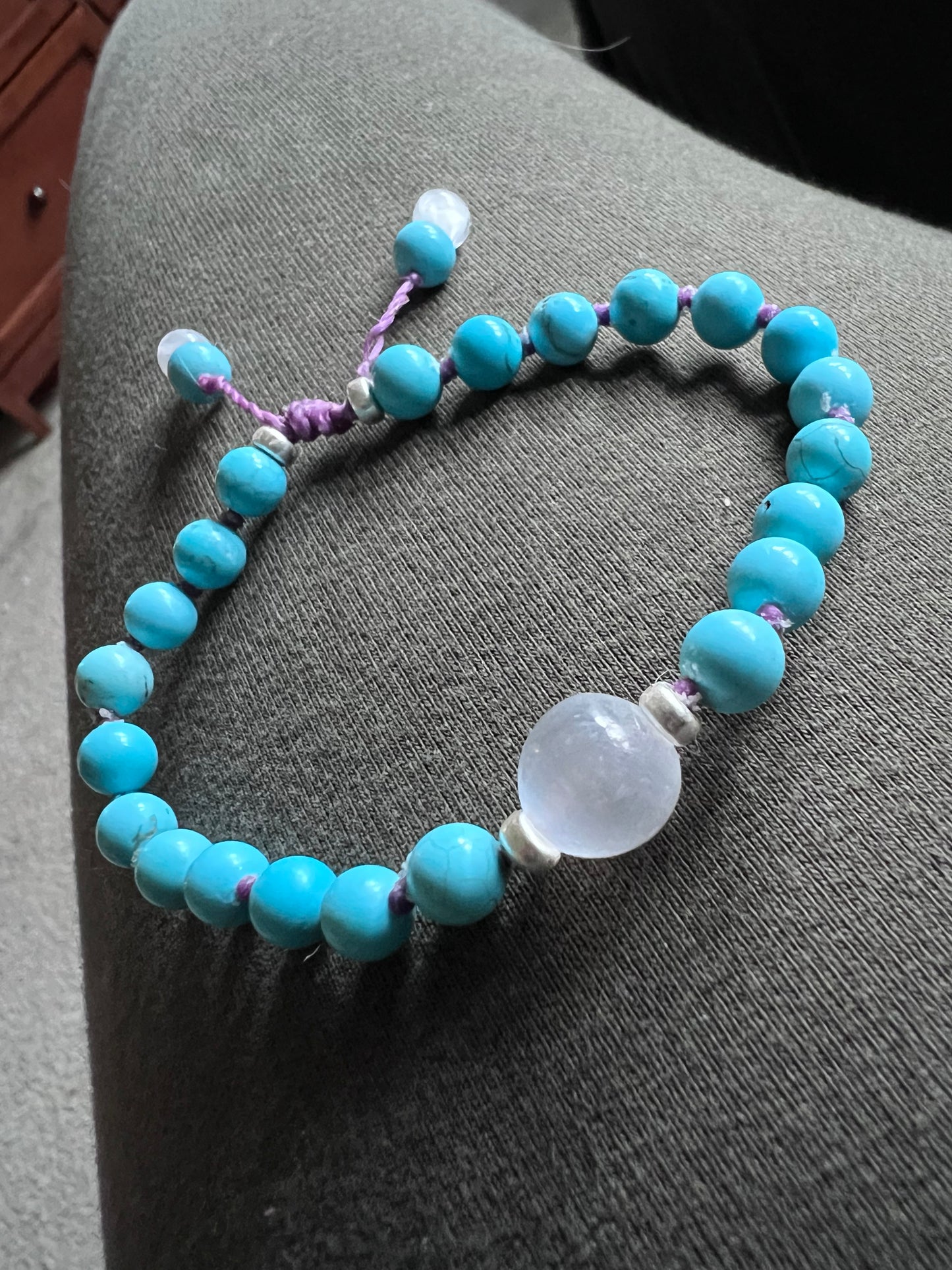 Turquoise & Selenite slider bracelet