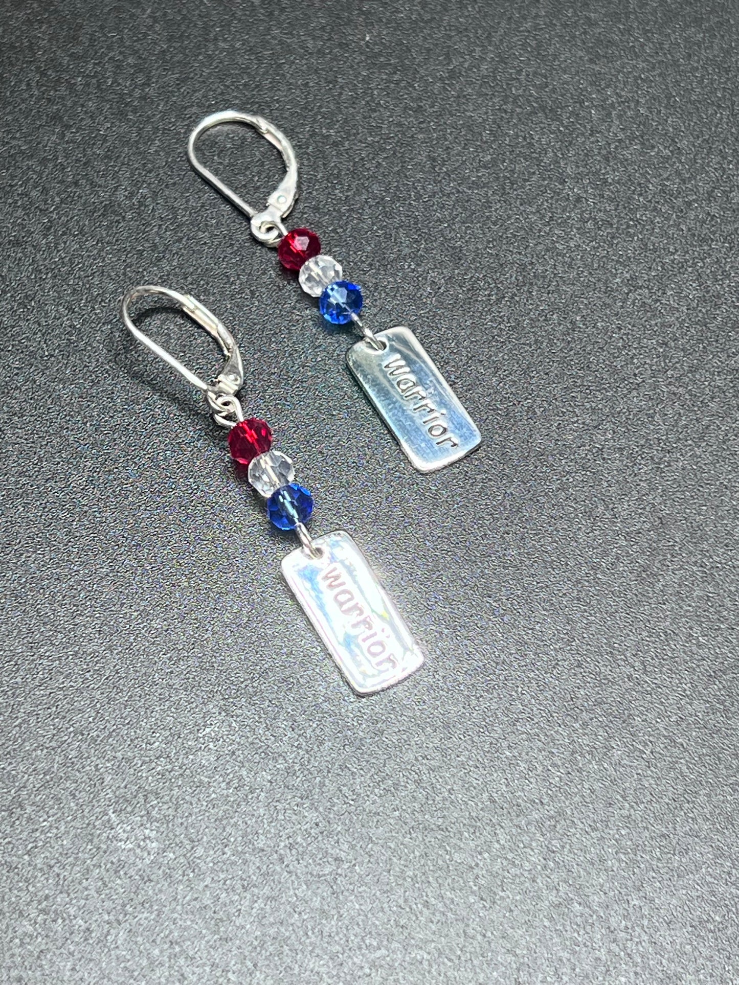 Warrior tag earrings sterling silver /w crystal beads